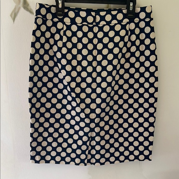 J. Crew Polka Dot Navy and Tan The Pencil Skirt - Picture 4 of 8